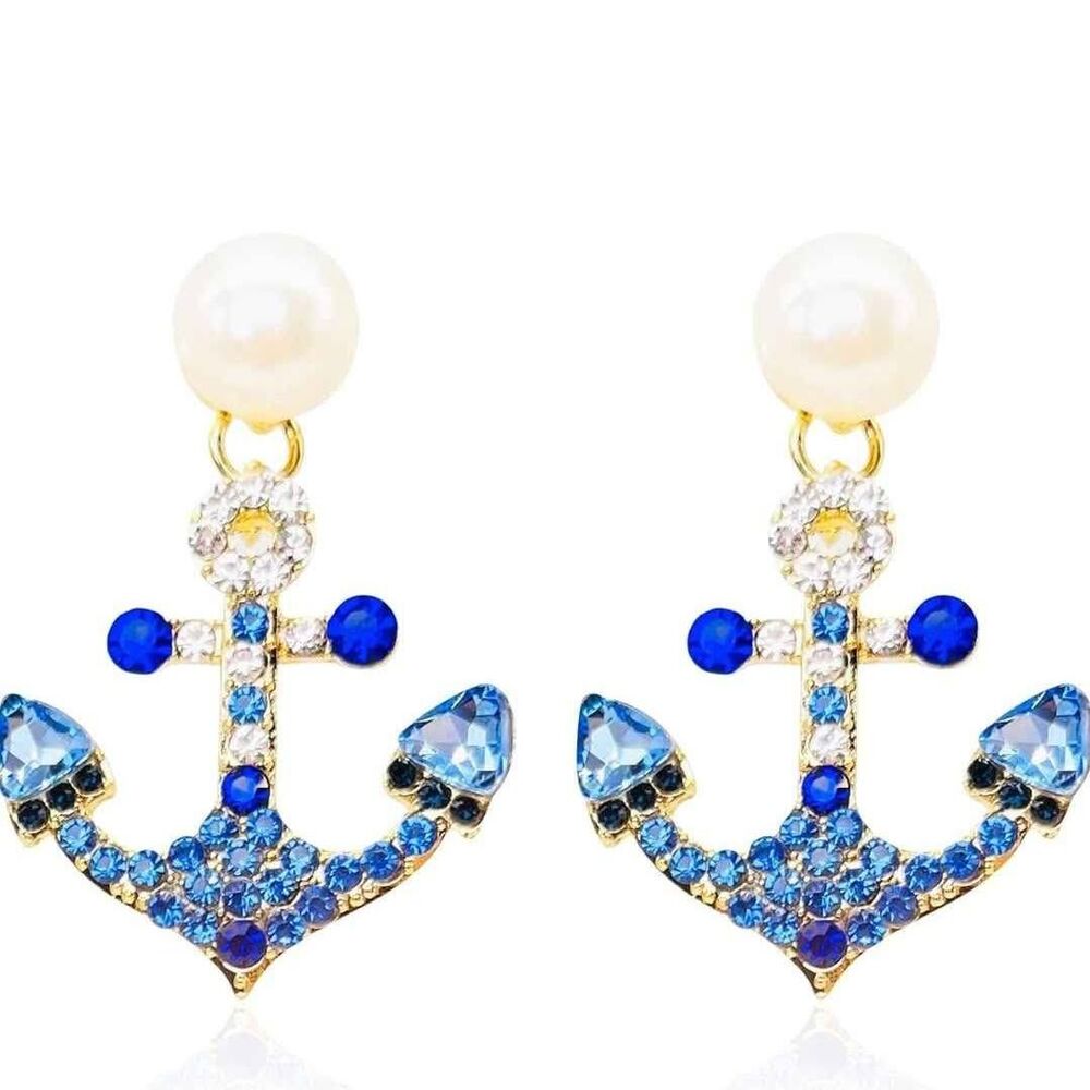 Nautical Marine Anchor Dangle Earrings